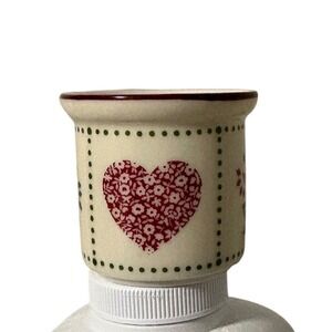 VTG mini 2" Country Heart Floral Stoneware Pot‎ Dish Container Farmhouse Decor
